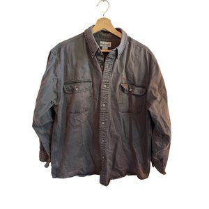 Carhartt Gray Casual Long Sleeve Button Up Men's Size Large Workwear Cotton